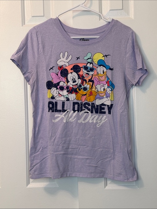Disney Tops - Disney Graphic T-Shirt Distressed Vinyl Classic Characters Purple Size M